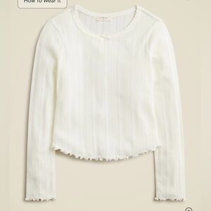 J.Crew Girls' long-sleeve pointelle-knit T-shirt in ivory